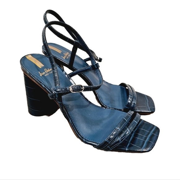 NEW Sam Edelman Kit Block Heel Blue Sandals - Picture 2 of 8
